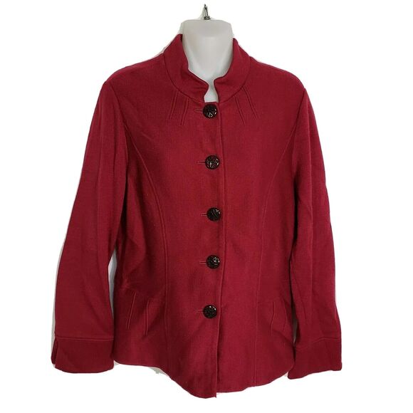 Coldwater Creek Womens Jacket Size 10 Tailored Fit Maroon Button Up Long Sleeve - Picture 1 of 10